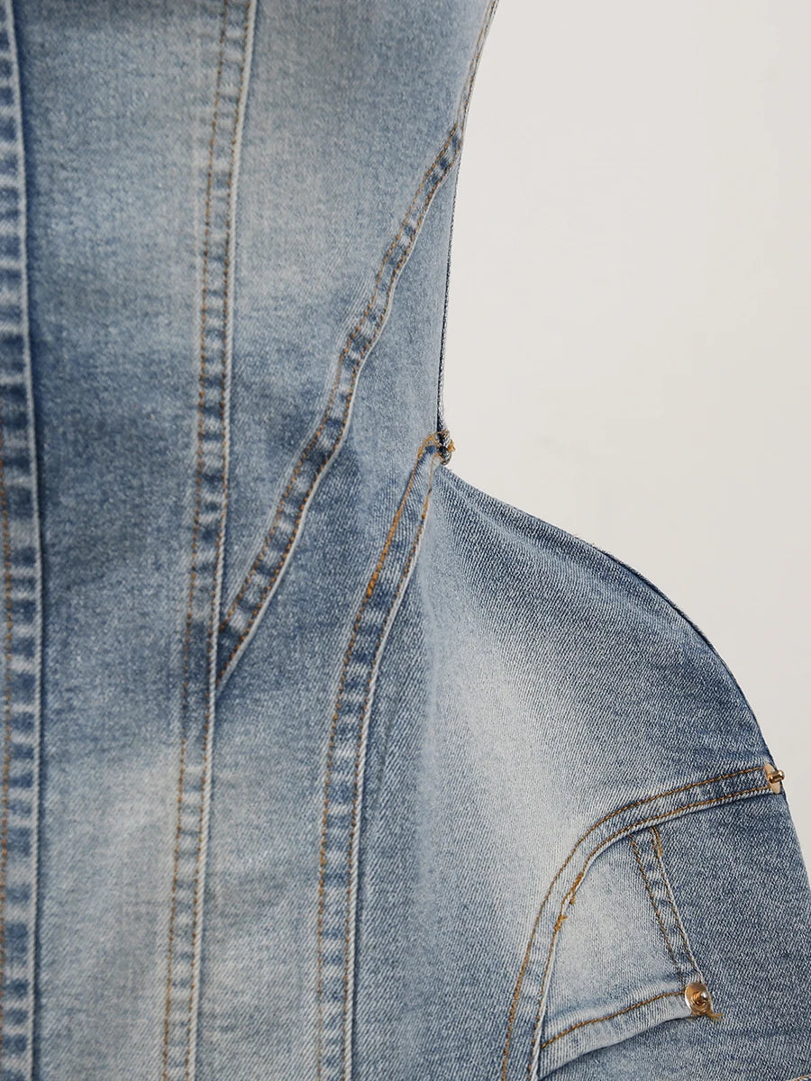 Silvie Structured Denim Bustier