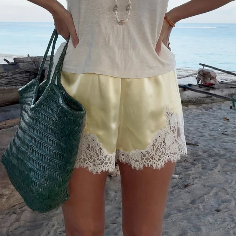 Satin Silk Lace Shorts