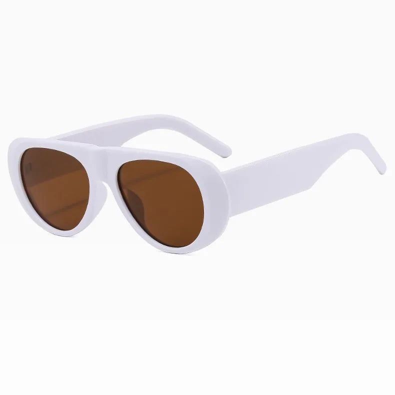 Oversized Pilot Sunglasses - White – UV400 resin lenses