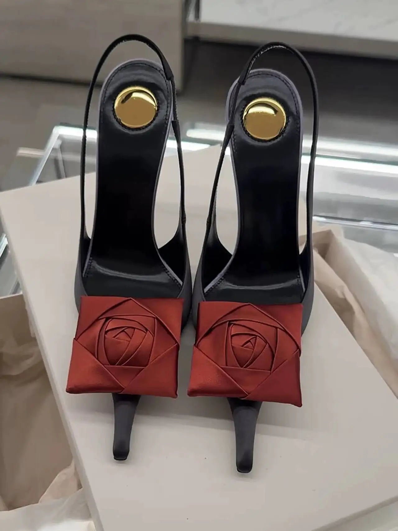 Slingback Rose Pump Heels