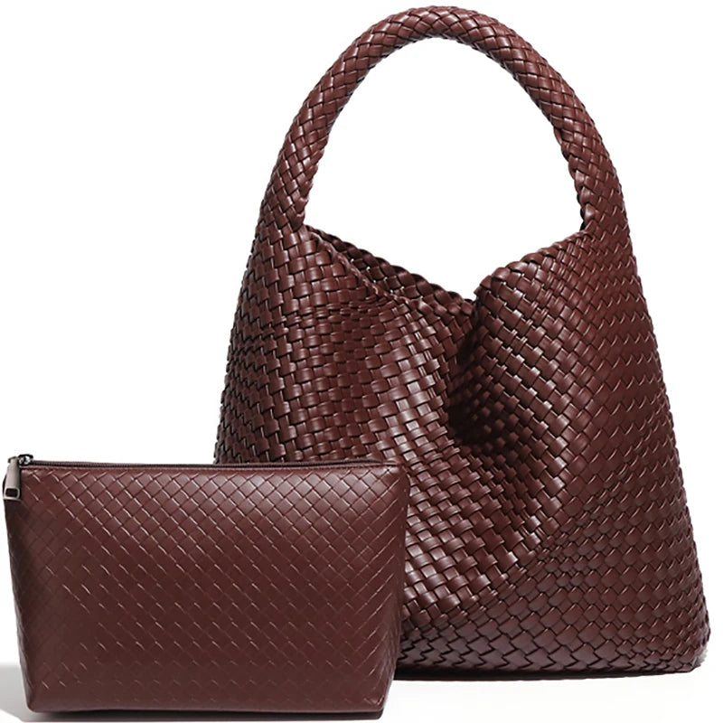 Theresa Soft Woven Tote Bag – black – woven texture