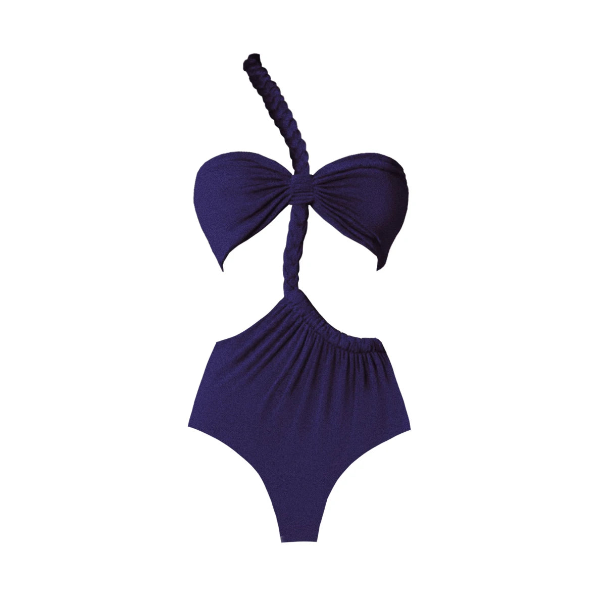 One Shoulder Ruffle Bikini Set - Navy