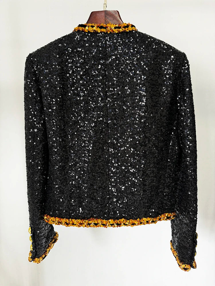 Isabelle Gold Chains Sequined Jacket