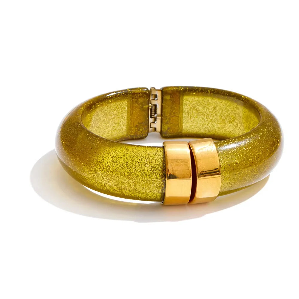 Acrylic Thick Shiny Bracelet Bangle in yellow