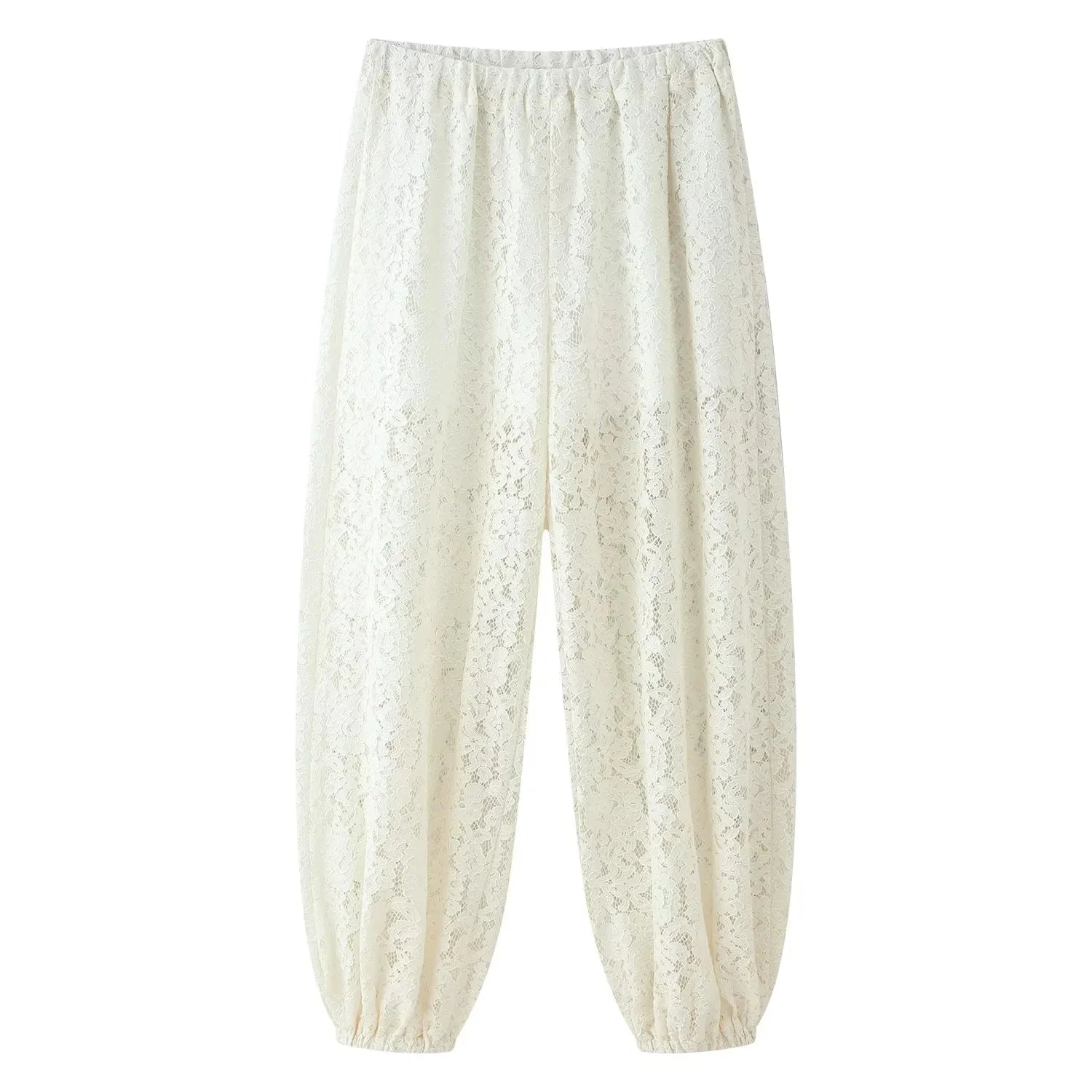 Brenda Lace Long Pants – ivory – lace detail