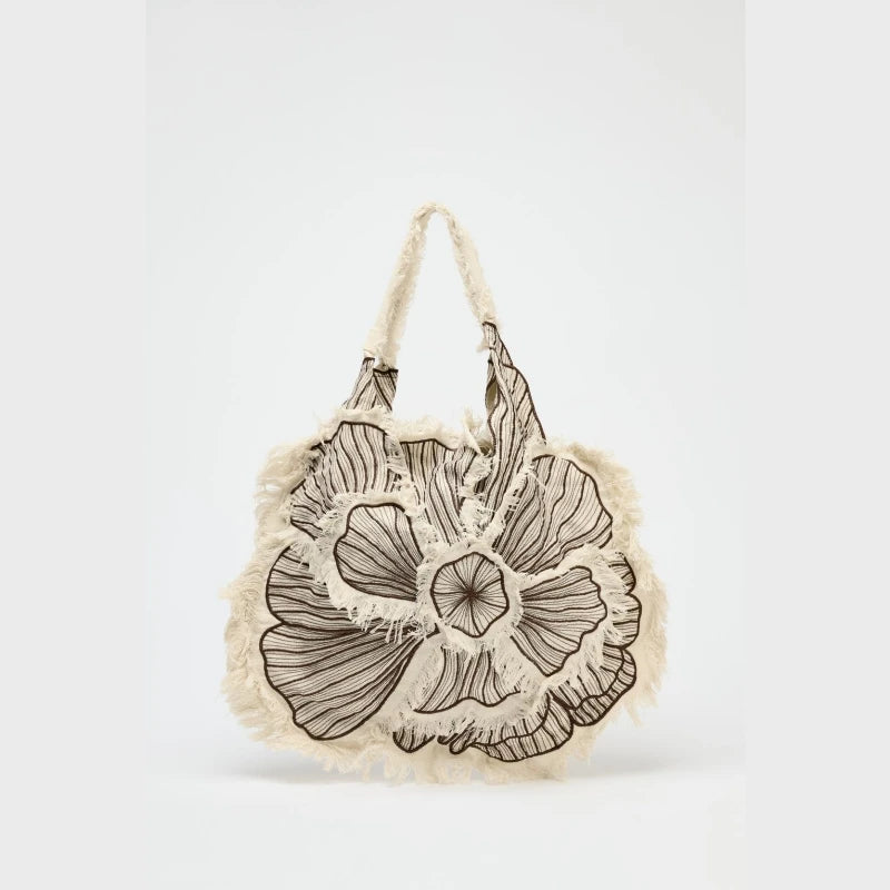 Frayed Floral Statement Tote Bag