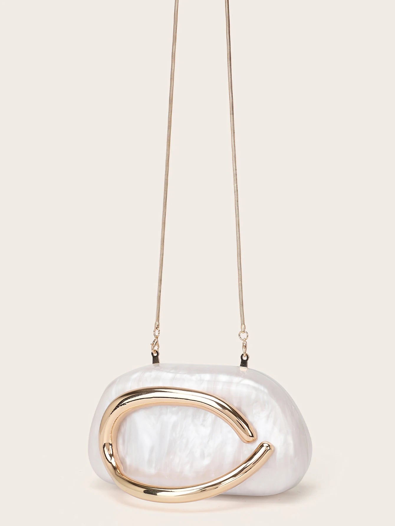 Metal Handle Clutch Bag
