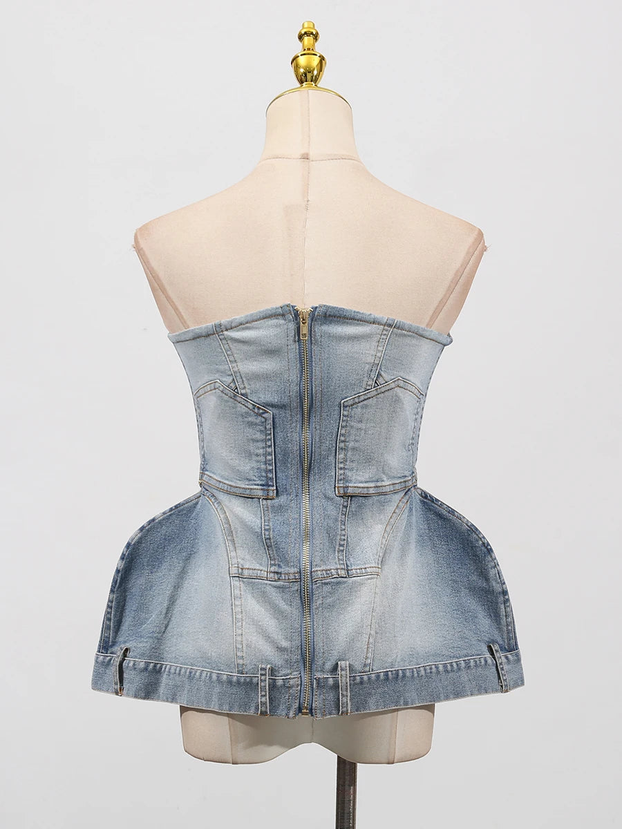 Silvie Structured Denim Bustier