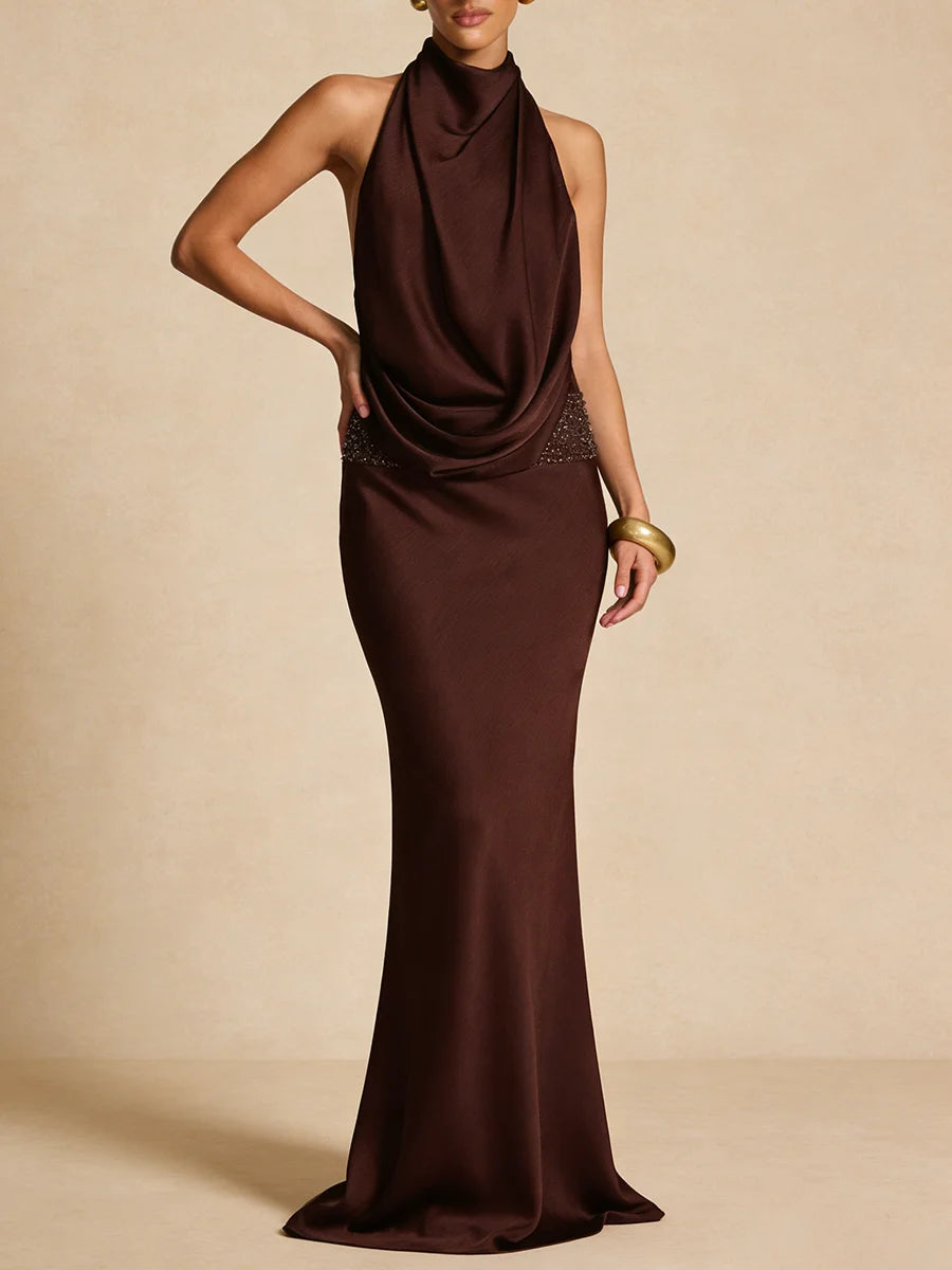 Margaret Halter Maxi Dress – blue – halter neckline