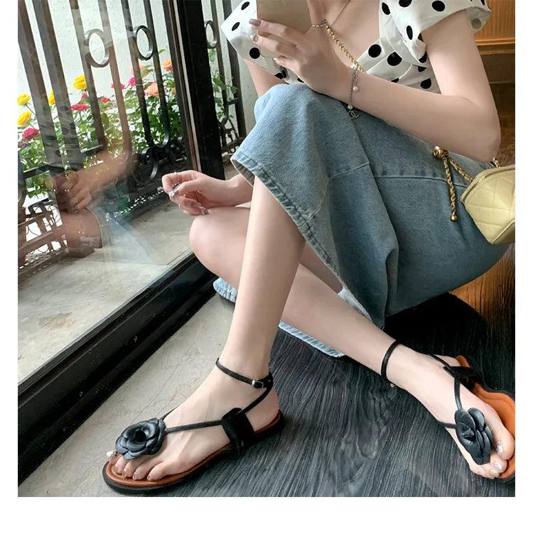 Lola Flower Flat Sandals