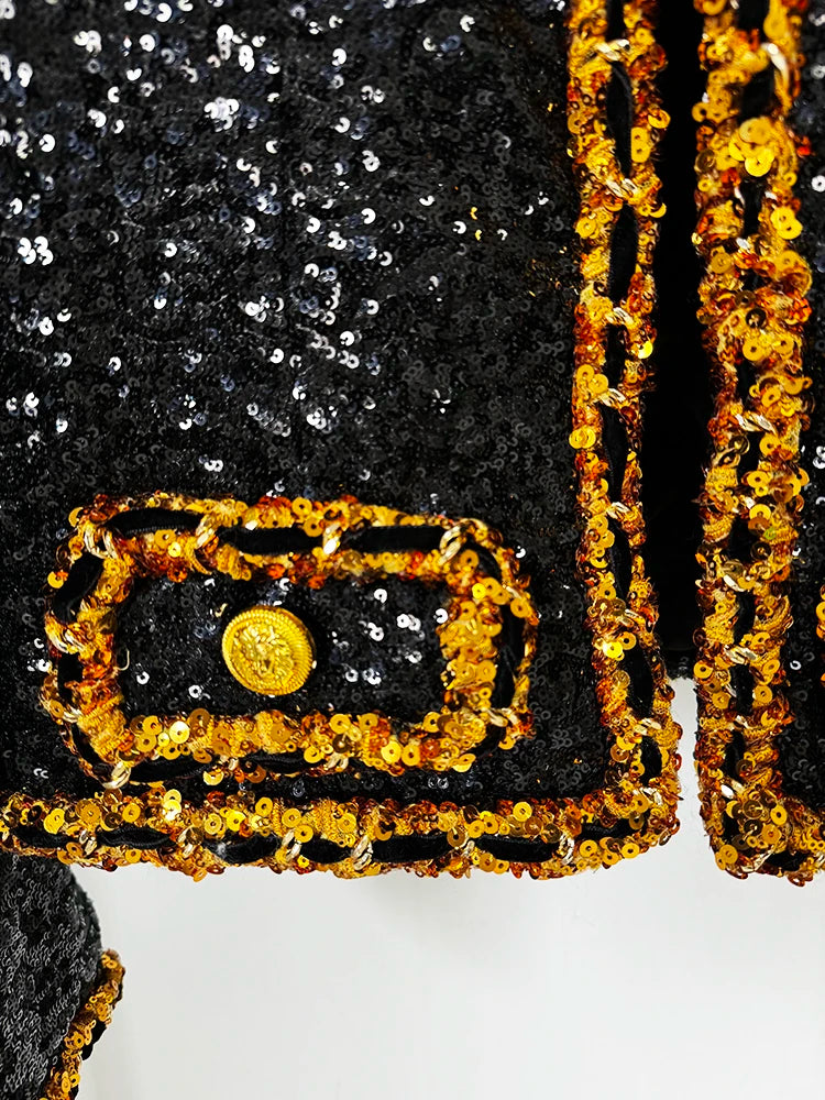 Isabelle Gold Chains Sequined Jacket