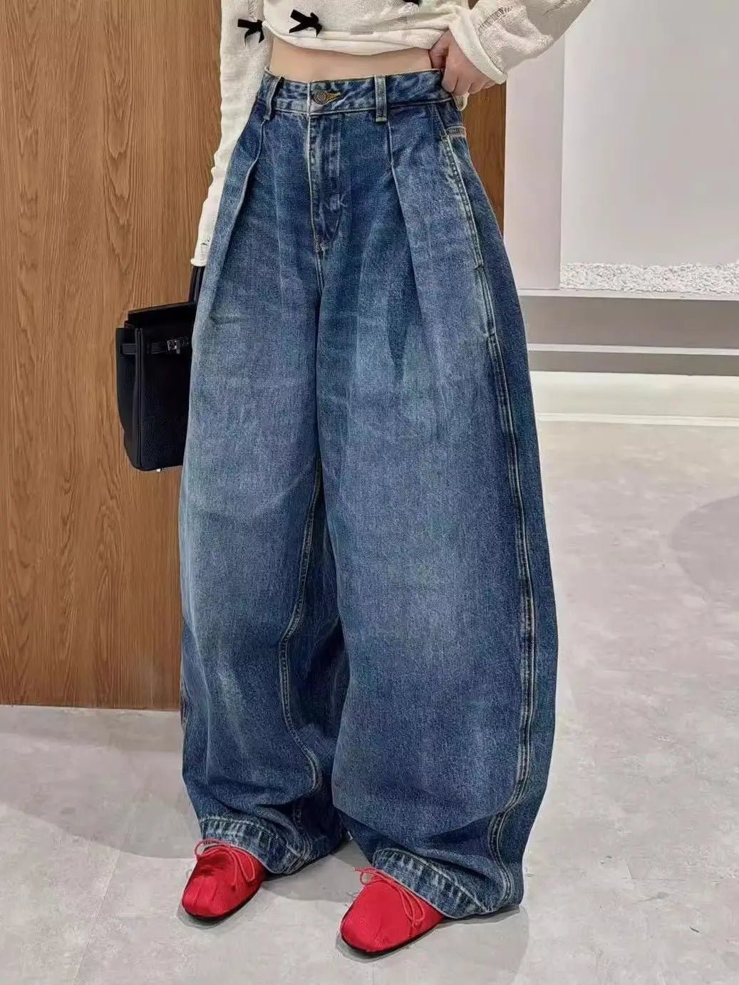 American Retro Curved Jeans