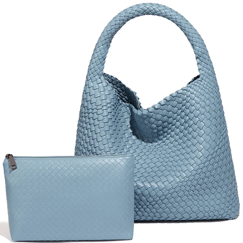 Theresa Soft Woven Tote Bag – black – woven texture