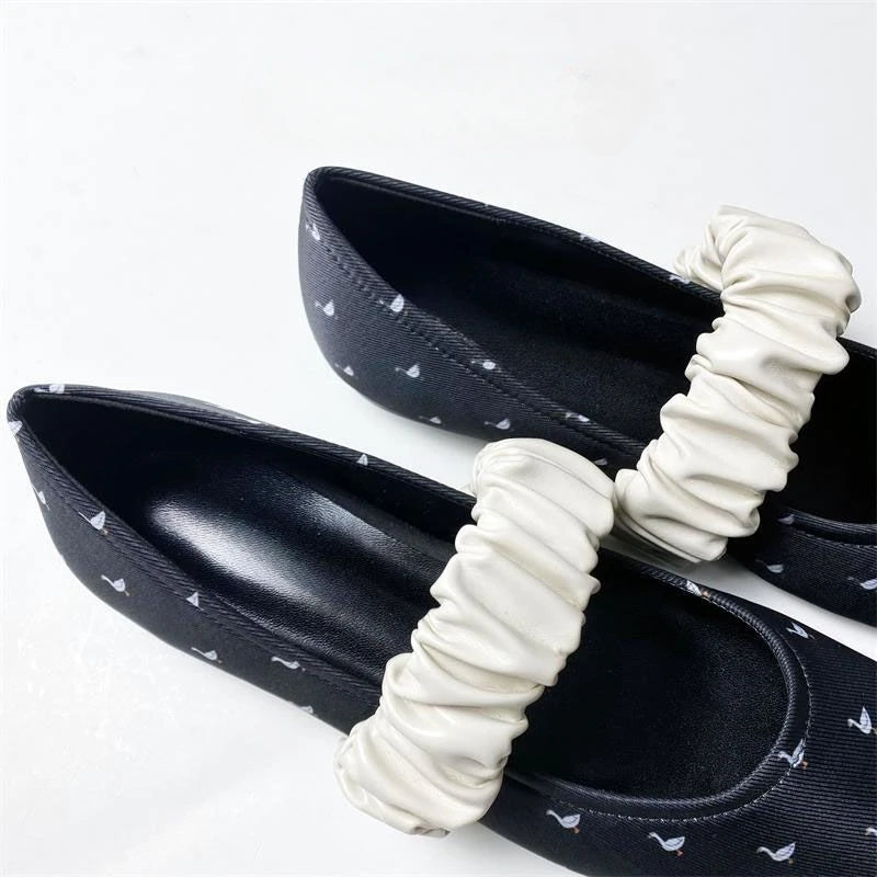 Swan Print Ballet Flats Shoes