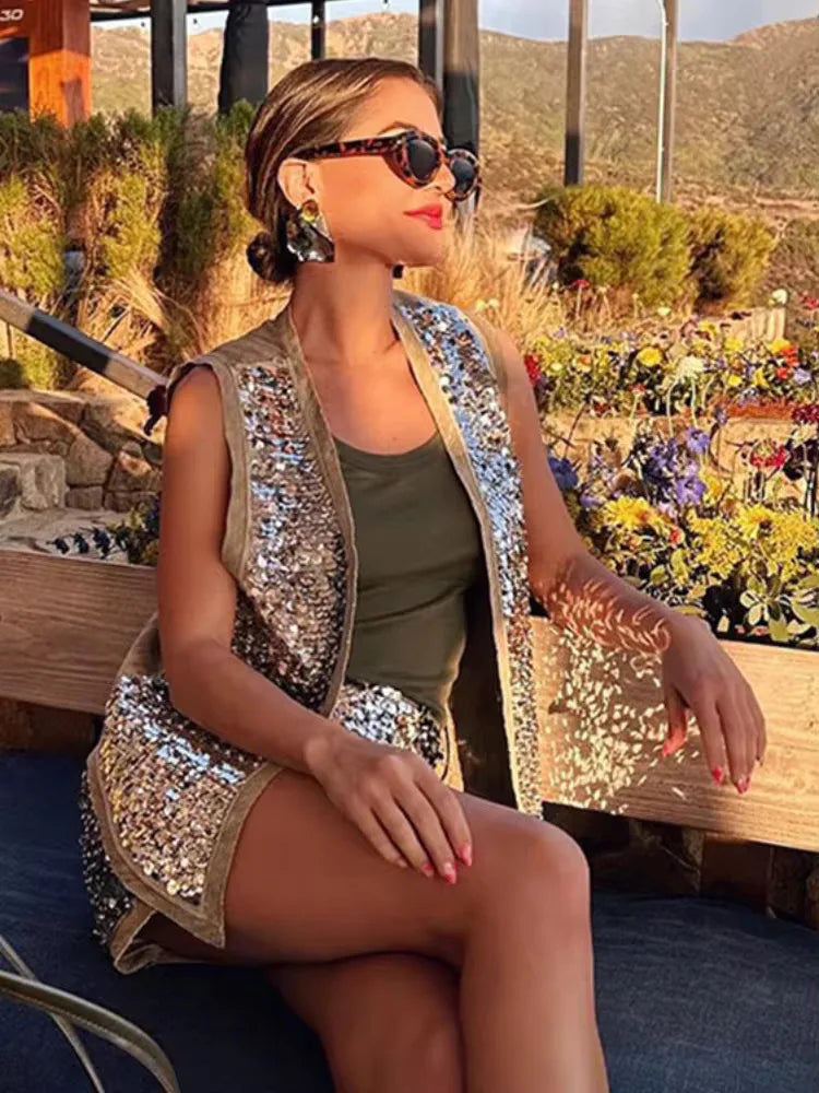 Claire Silver Sequin Skirt