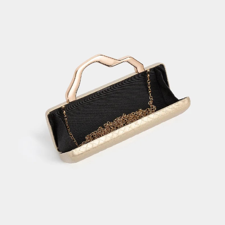 Gold Handle Long Clutch Bag