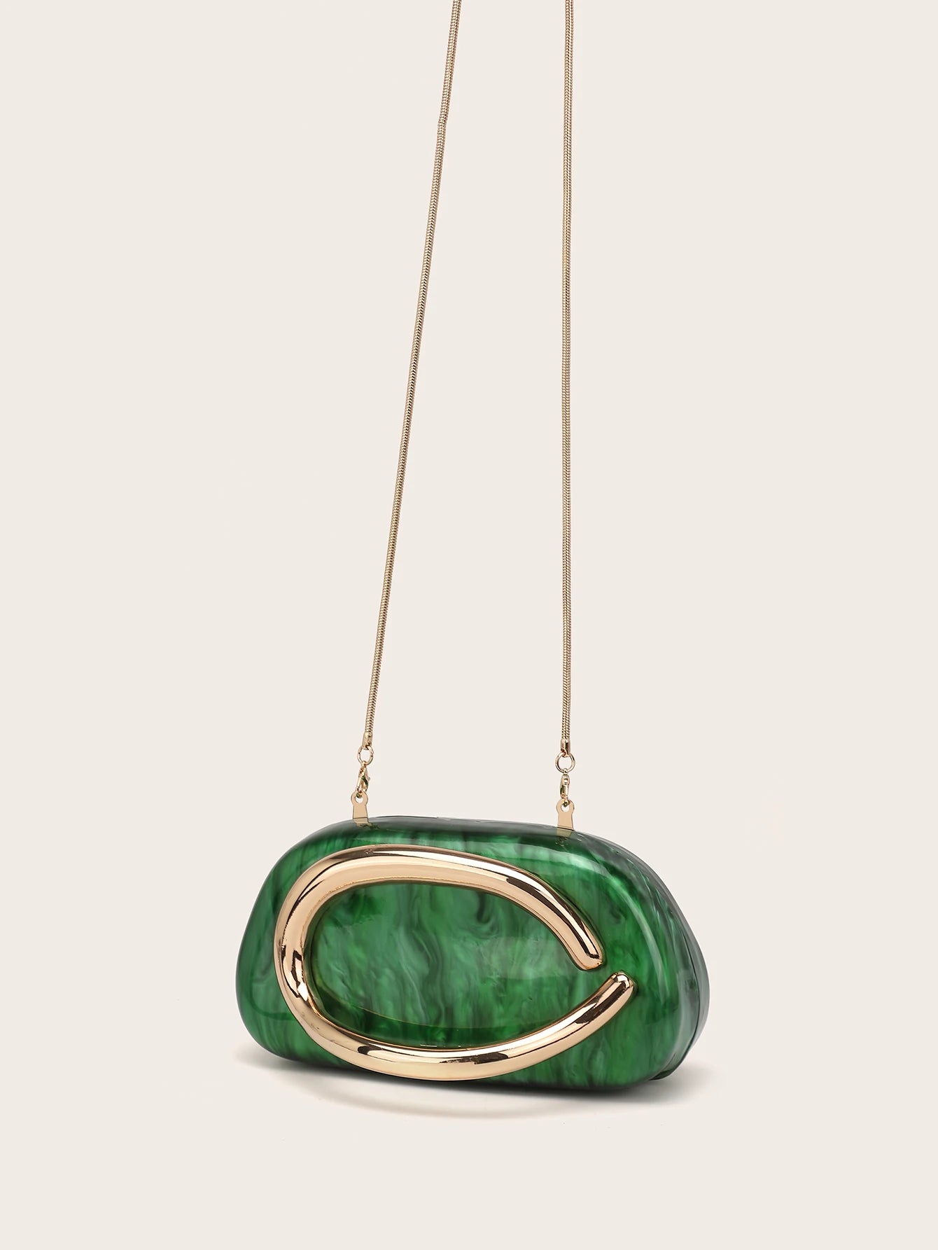 Metal Handle Clutch Bag
