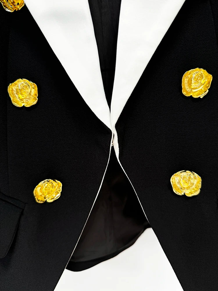 Rose Metal Buttons Blazer