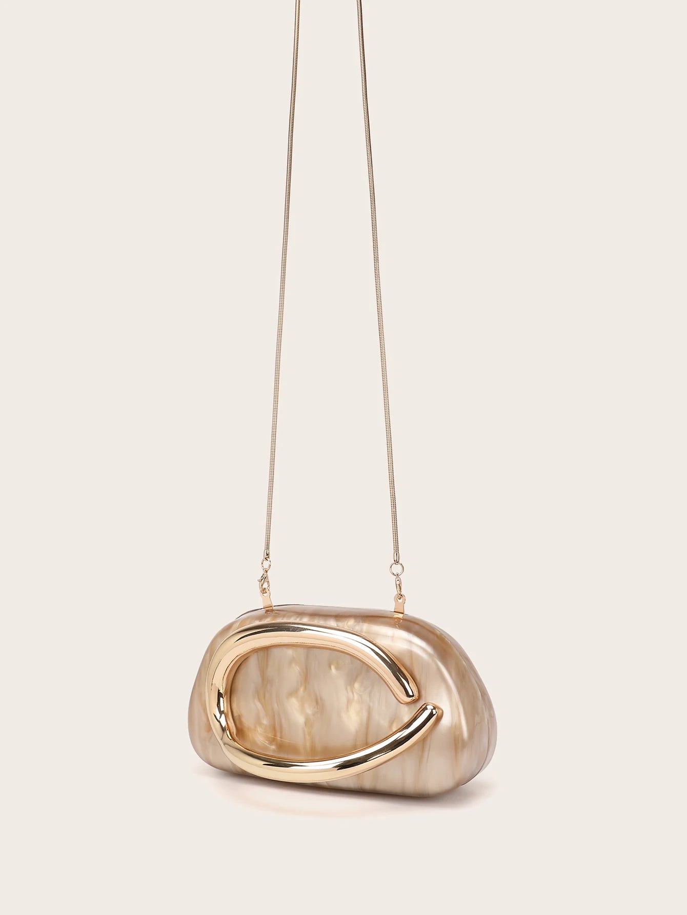 Metal Handle Clutch Bag