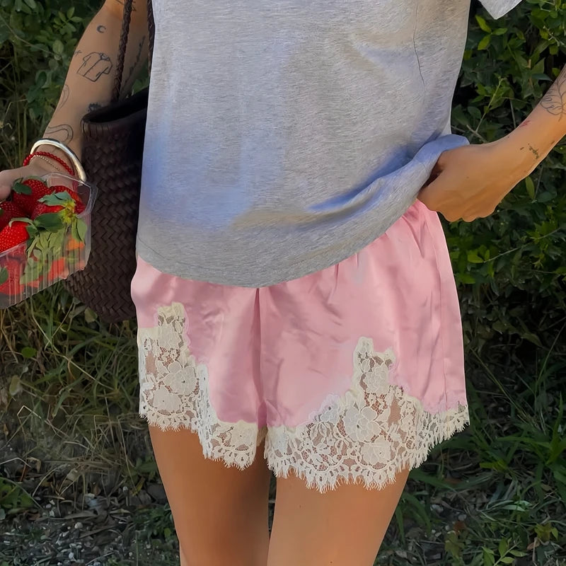 Satin Silk Lace Shorts