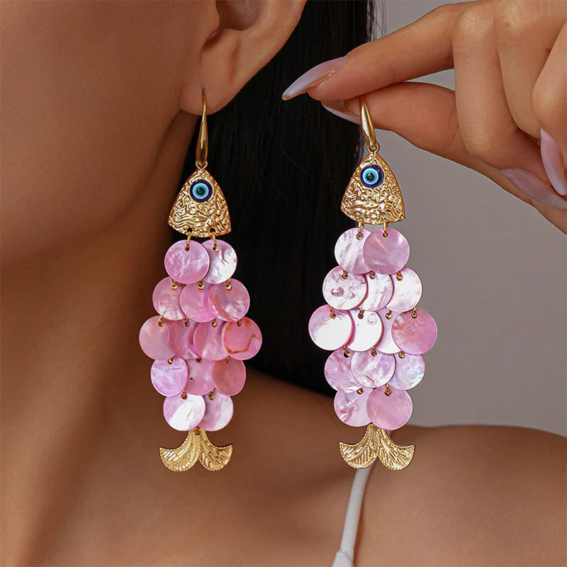 Shell Fish Hook Earrings