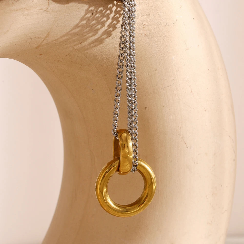 Minimalist Ring Double Color Necklace — necklaces in gold lace detail — additional view