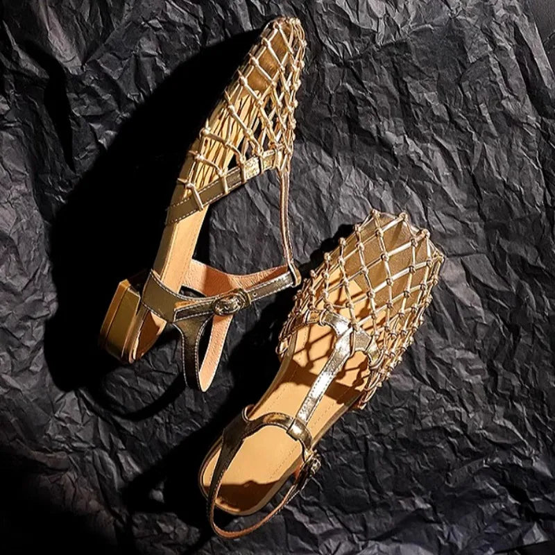 Weave Mesh Square Toe Sandals