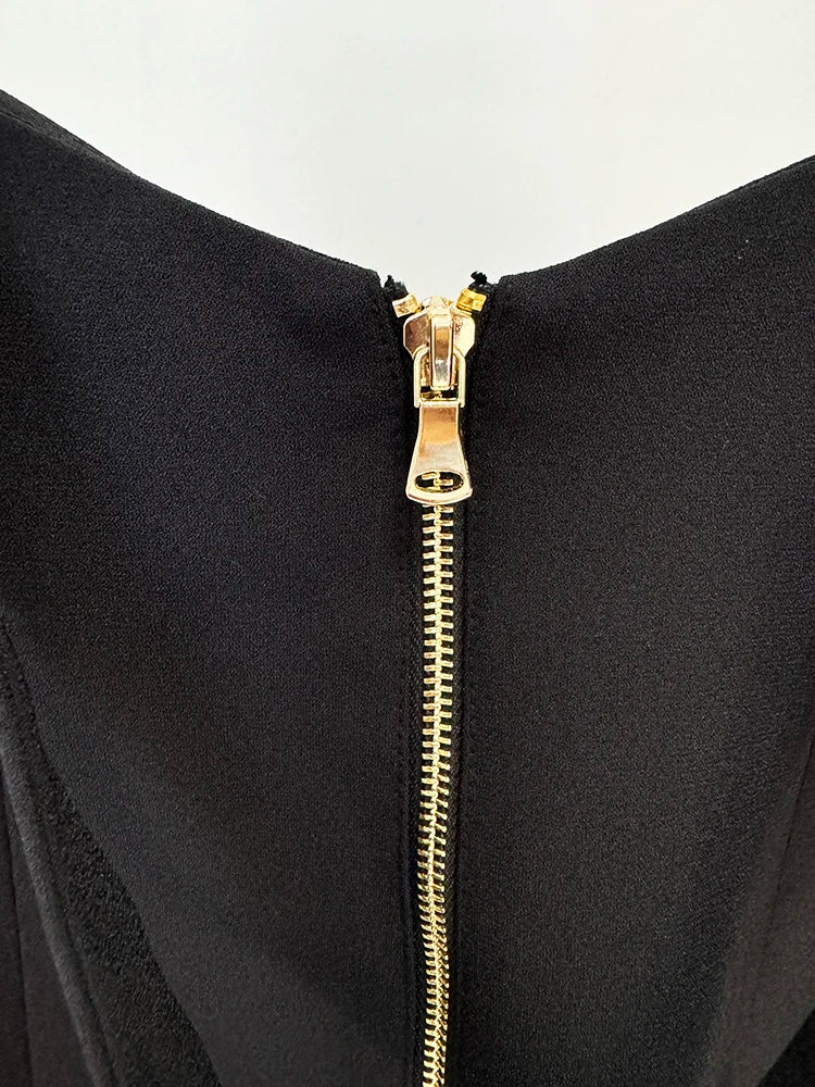 Rose Metal Buttons Halter Skirt