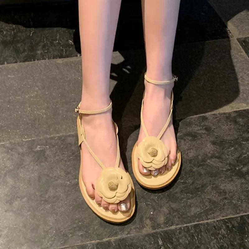 Lola Flower Flat Sandals
