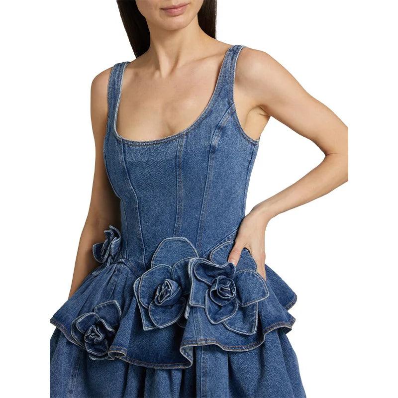 Melanie 3D Floral Denim Dress