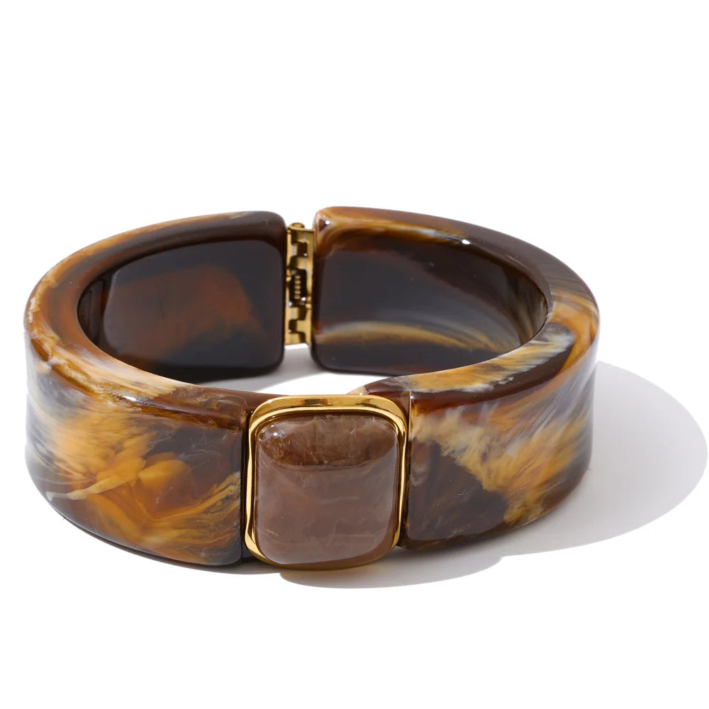 Acrylic Square Marble Bracelet Bangle in wine