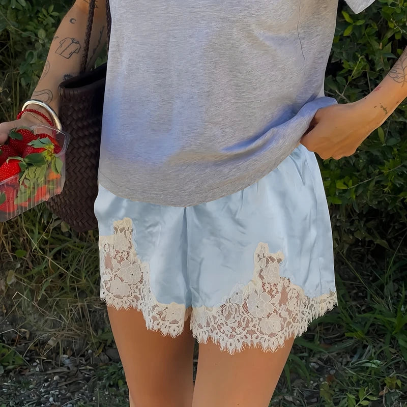 Satin Silk Lace Shorts