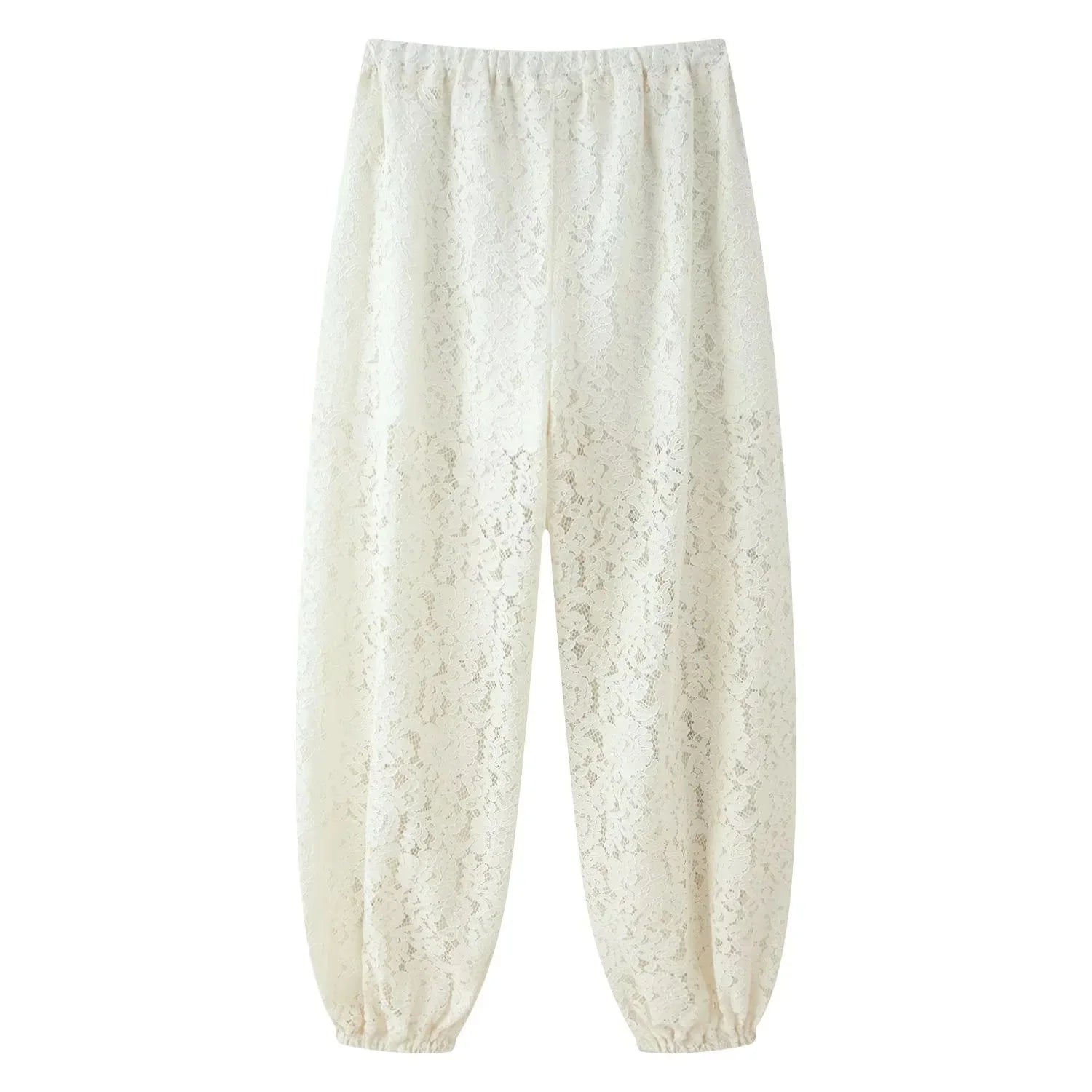 Brenda Lace Long Pants – ivory – lace detail