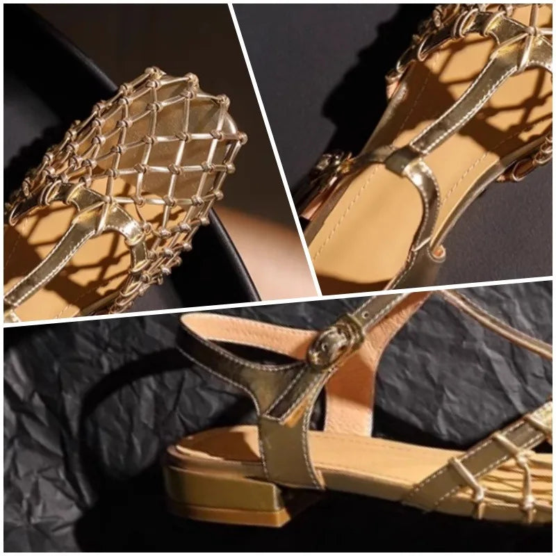 Weave Mesh Square Toe Sandals