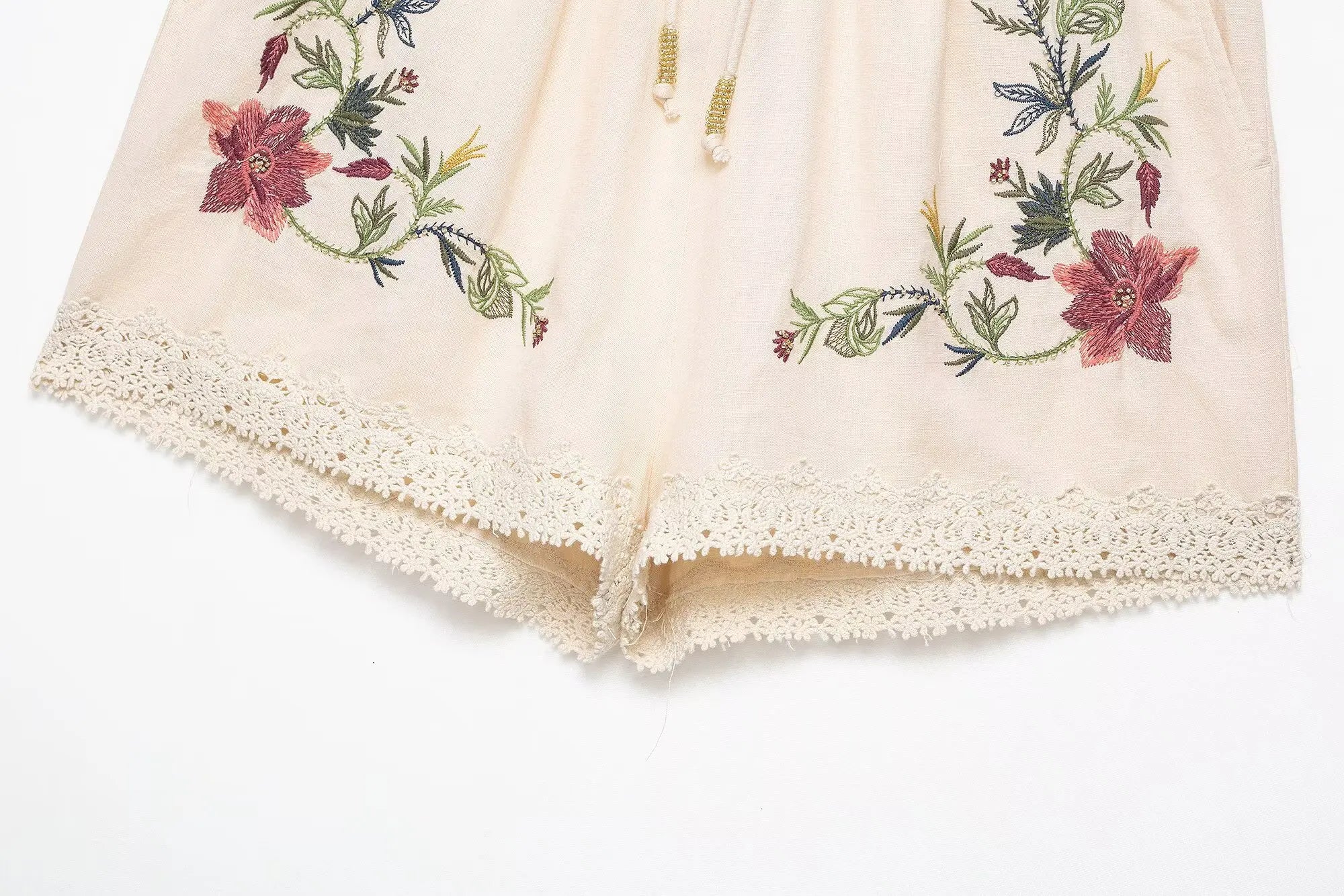 Flower Embroidered Lace Shorts