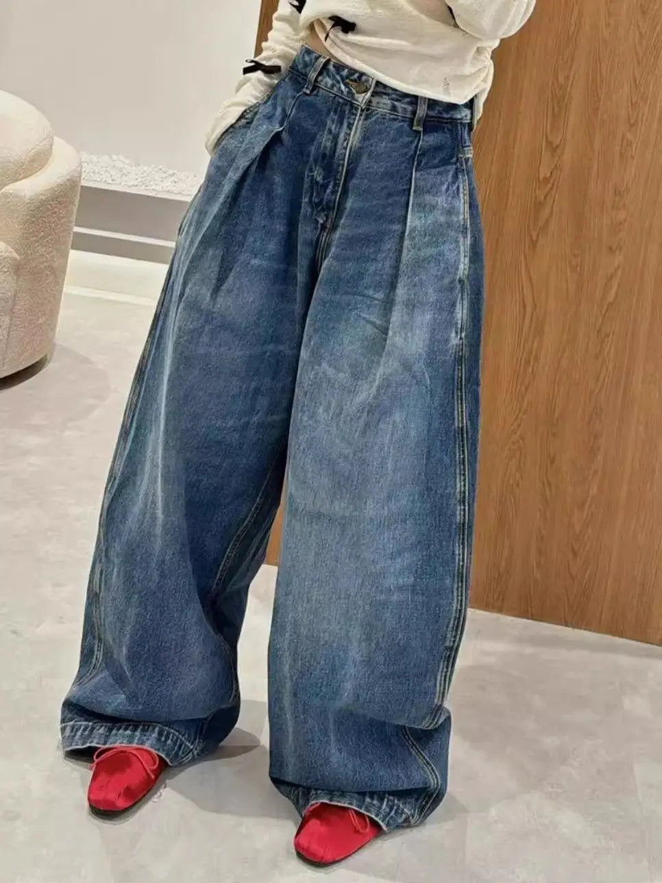 American Retro Curved Jeans