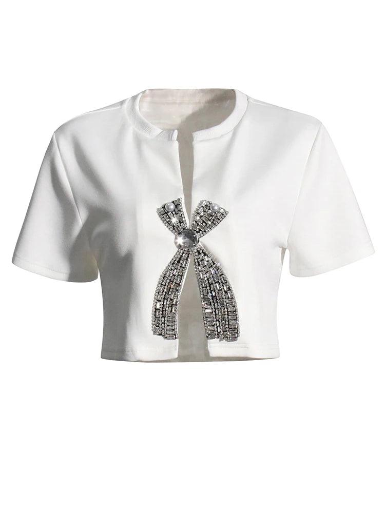 Blair Shiny Bow Crop Top from The House of CO-KY - Shirts & Tops