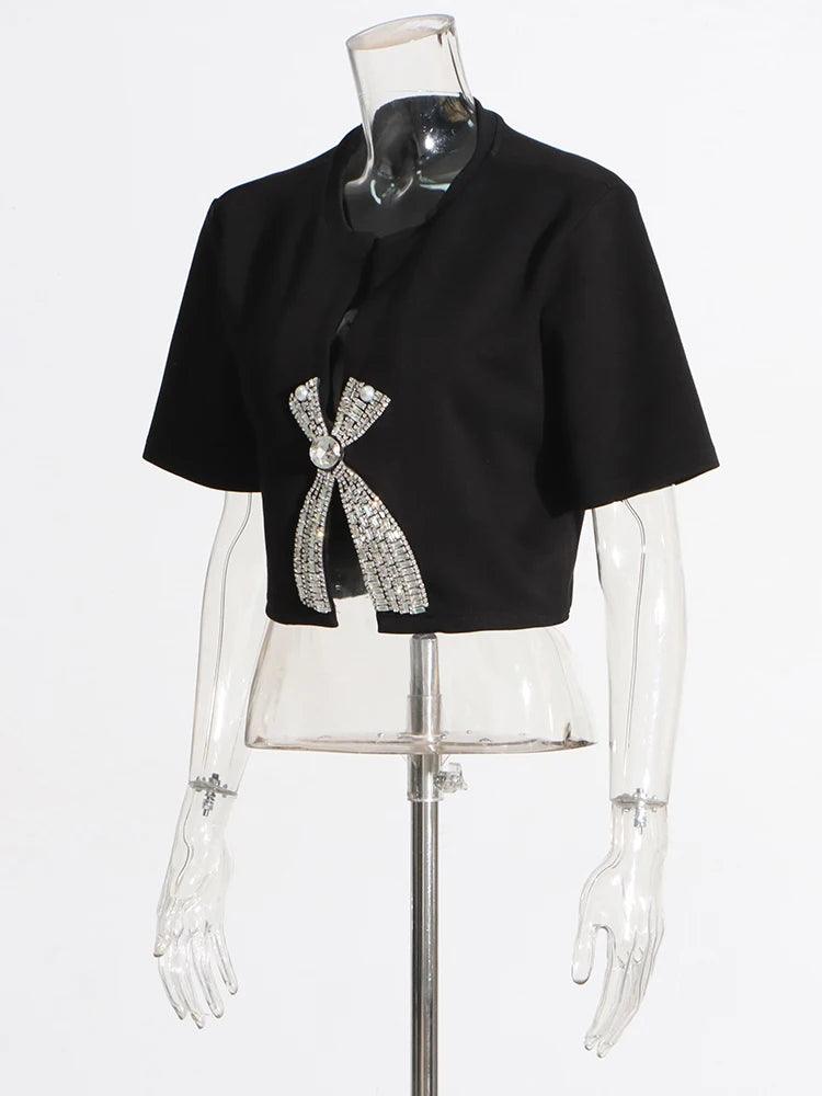 Blair Shiny Bow Crop Top from The House of CO-KY - Shirts & Tops