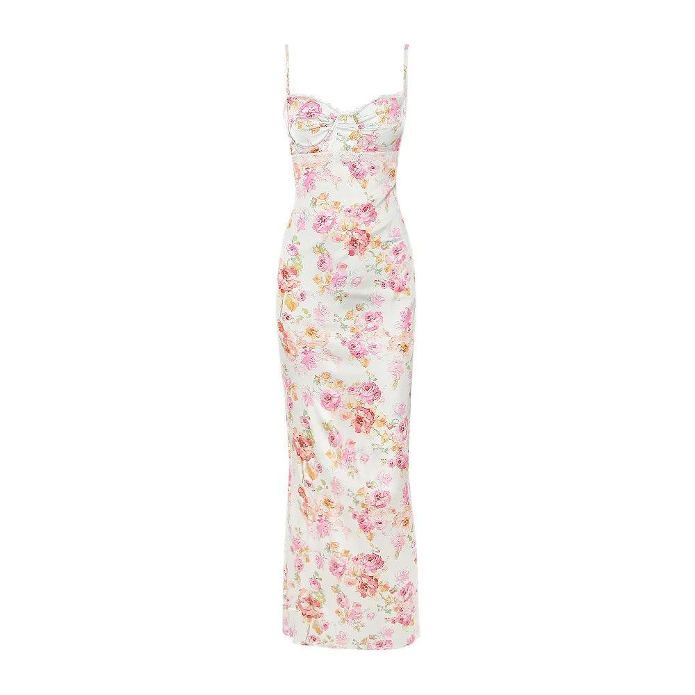 Elsa Floral Satin Maxi Dress from The House of CO-KY - Dresses