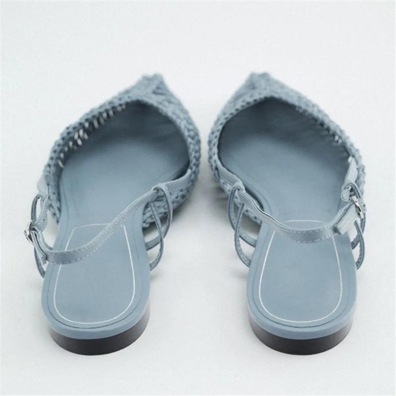 Flat Woven Slingback Flats - Sky Blue from The House of CO-KY - Shoes