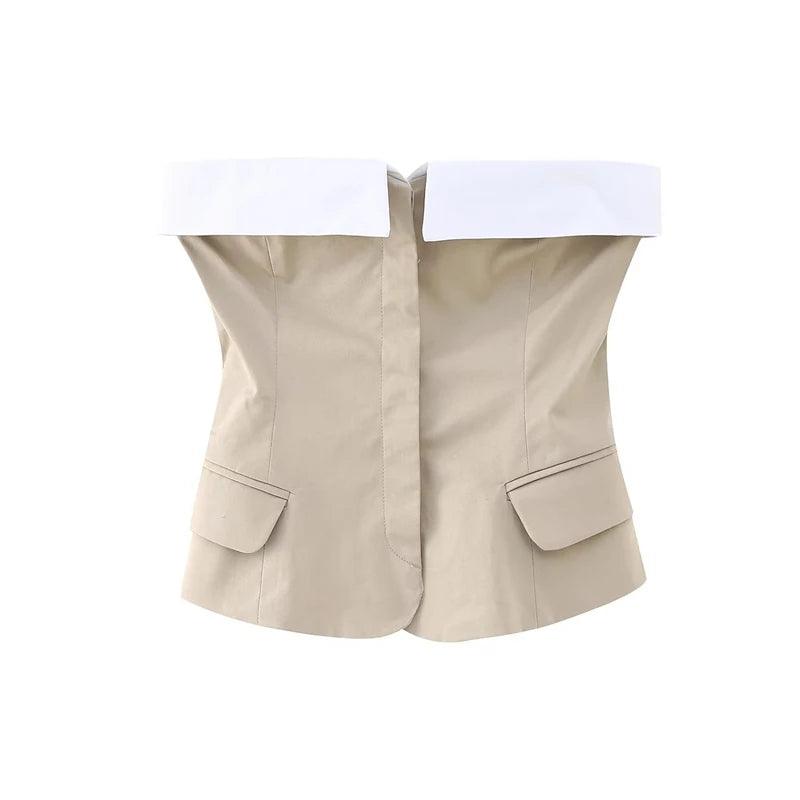 Keyla Strapless Crop Vest from The House of CO-KY - Shirts & Tops
