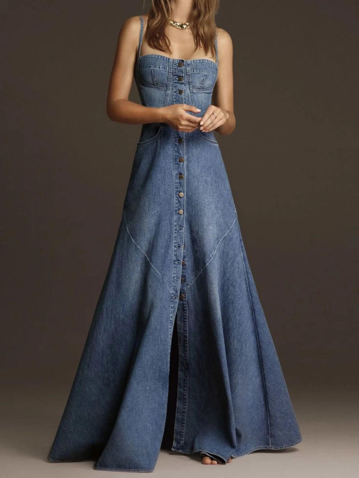 Lindsey Denim Maxi Sundress from The House of CO-KY - Dresses
