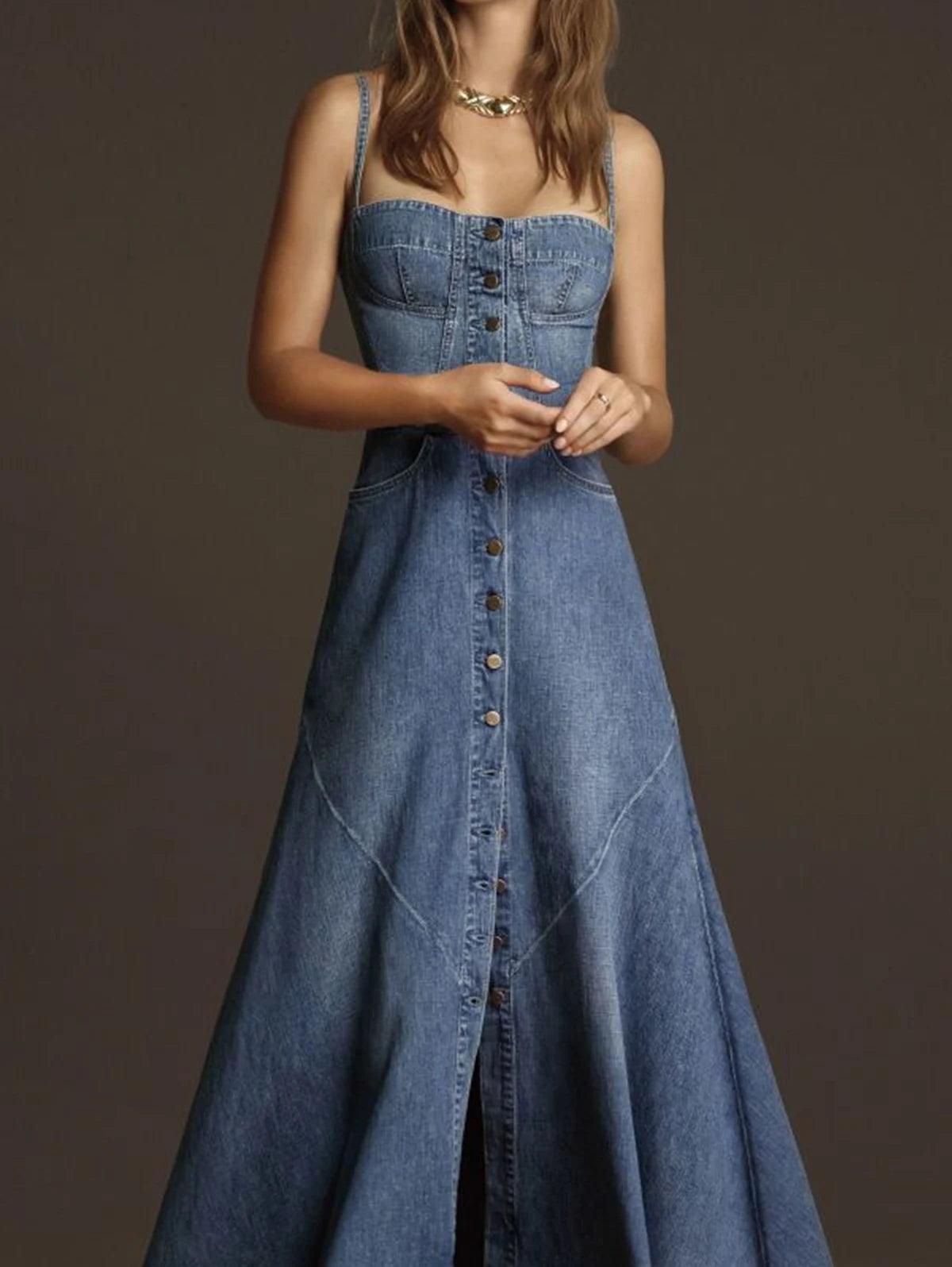 Lindsey Denim Maxi Sundress from The House of CO-KY - Dresses