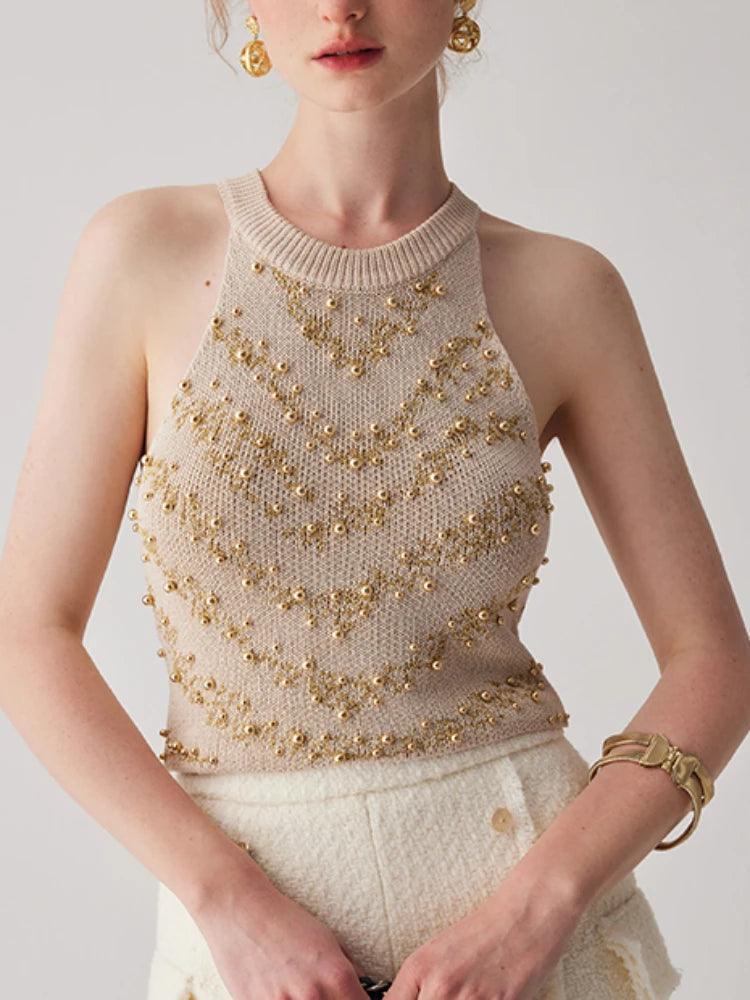 Nuria Beaded Knit Crop Top from The House of CO-KY - Shirts & Tops