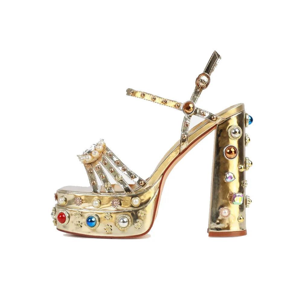 Queen Crystal Embroidery High Heels from The House of CO-KY - Shoes