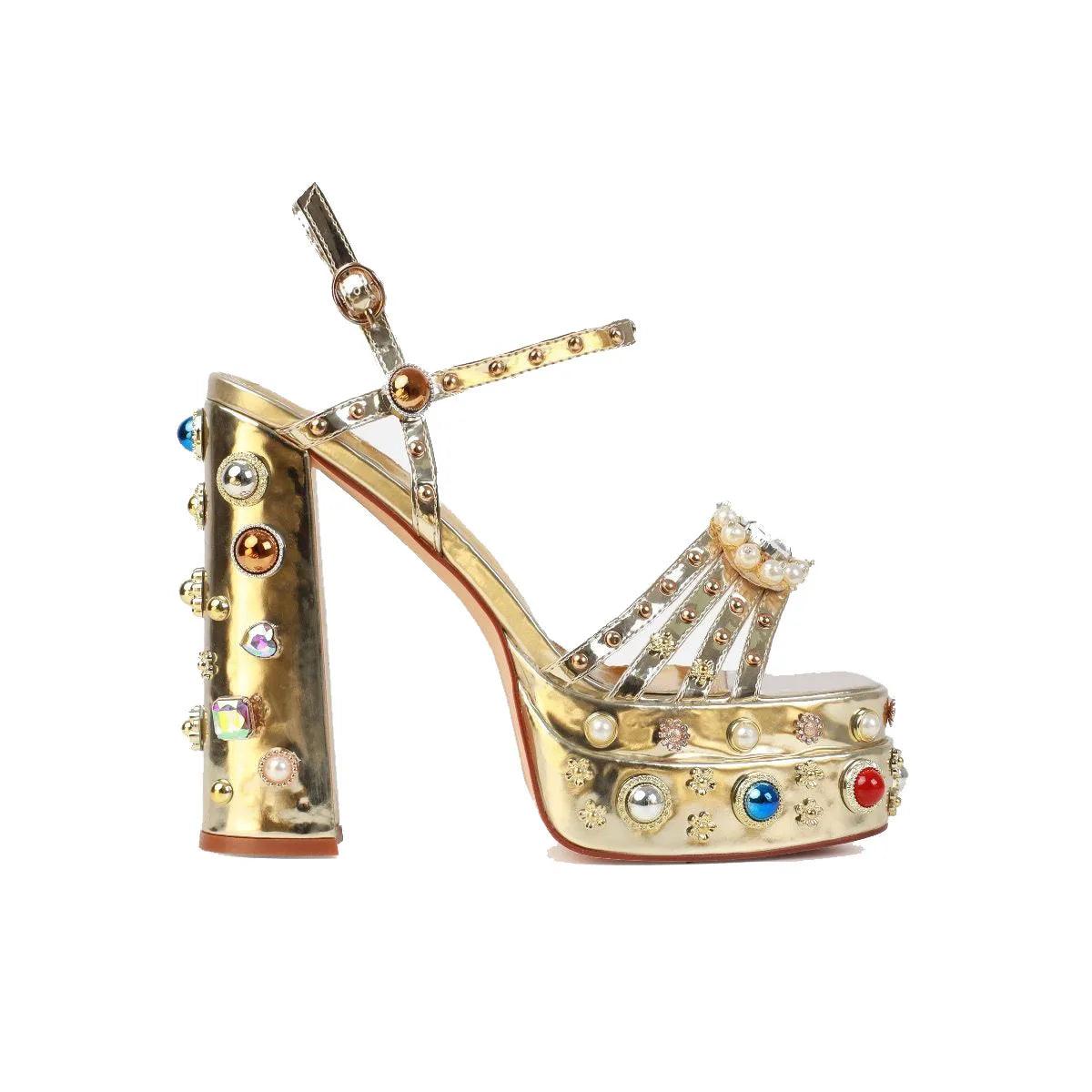 Queen Crystal Embroidery High Heels from The House of CO-KY - Shoes