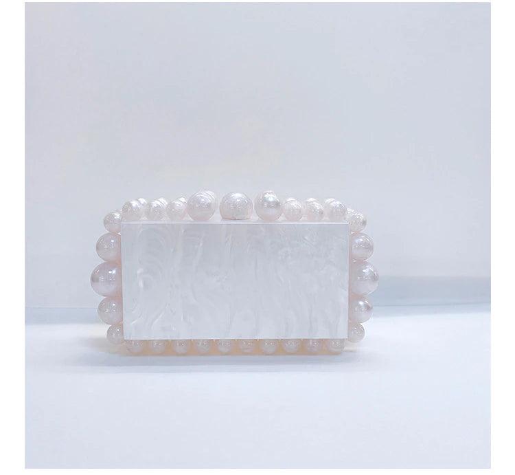 Beads Acrylic Clutch - Pearl from The House of CO-KY - Handbags