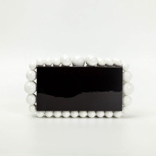Beads Acrylic Clutch - White and Black from The House of CO-KY - Handbags