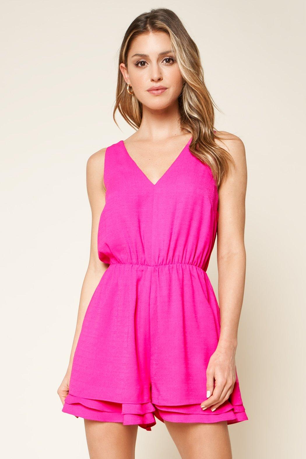 Bianca Layered Fuchsia Romper from The House of CO-KY - Jumpsuits & Rompers