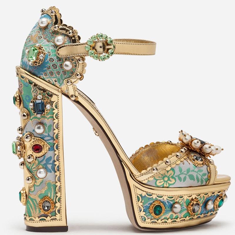 Crystal Embroidery High Heels from The House of CO-KY - Shoes
